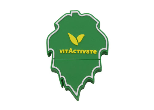 祝贺美国vitactivate公司委托斯乐克定制企业形象叶子硅胶u盘